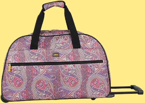 LUCAS Designer Carry On Luggage Collection - 22 Inch Duffel Bag with 2- Rolling Spinner Wheels (SEA FORM) (PAISLEY)