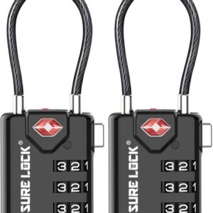 SURE LOCK TSA Approved Travel Luggage Locks - 2 Pack