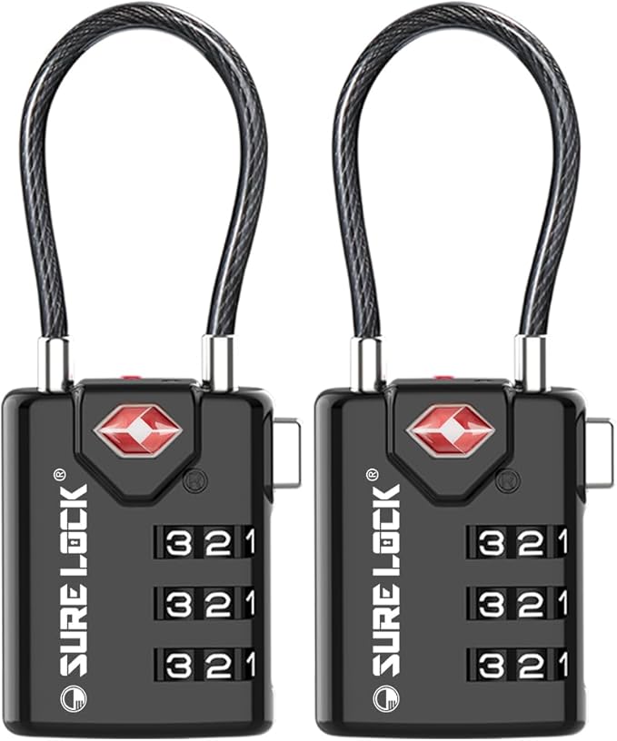 SURE LOCK TSA Approved Travel Luggage Locks - 2 Pack