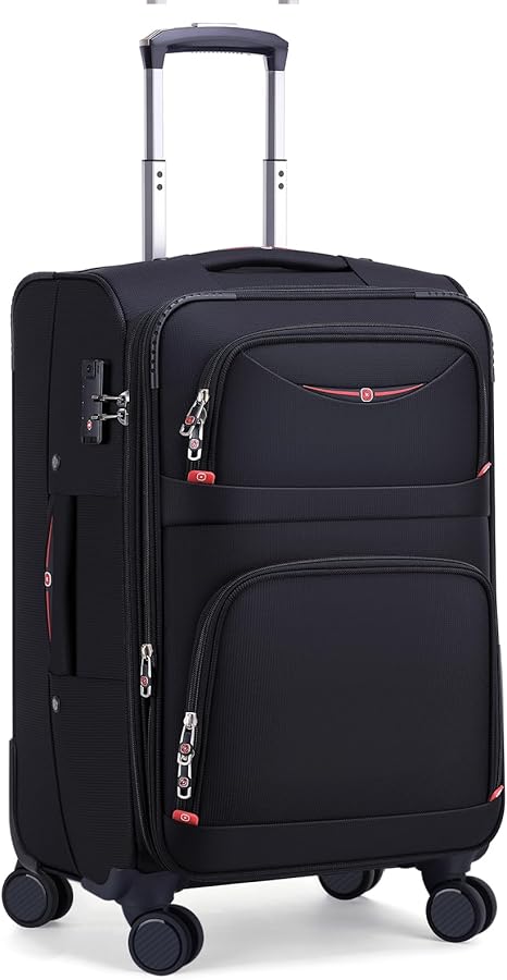 Durable 21-Inch Black Expandable Spinner Luggage