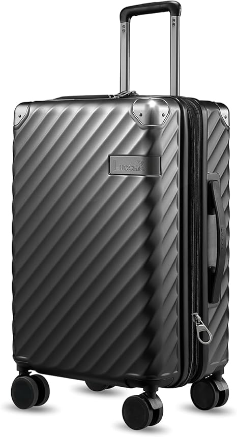 LUGGEX 20-Inch Black Expandable Hard Shell Carry-On Suitcase
