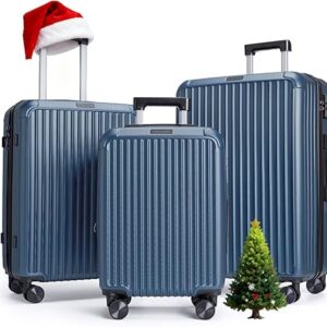 Durable 3-Piece Royal Blue Luggage Set with Spinner Wheels