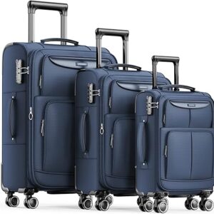 SHOWKOO 3-Piece Softside Luggage Set with Spinner Wheels