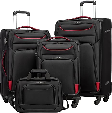 Coolife 4-Piece Lightweight Softshell Luggage Set