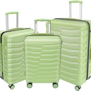 Lightweight 3-Piece Avocado Green Spinner Luggage Set