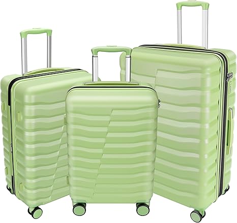 Lightweight 3-Piece Avocado Green Spinner Luggage Set