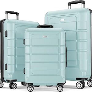 Mint Green Expandable Luggage Set with Double Wheels