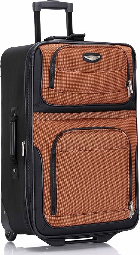 Lightweight 25-Inch Expandable Orange Rolling Luggage